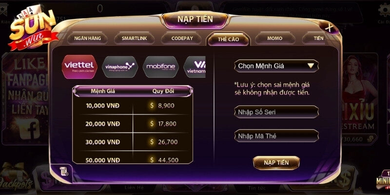 Chi tiết cách nạp tiền Sunwin đơn giản với lưu ý quan trọng